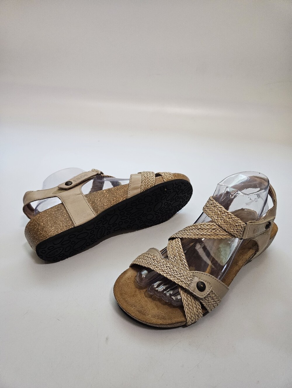 TAOS TRULIE Women Camel Braided Leather Strappy Sandal Sz 10 made in spain